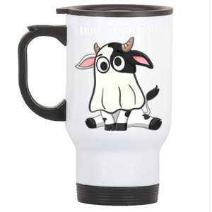 Moo I Mean Boo Ghost Cow Halloween Cow Lover Halloween Farm Gift Stainless Steel Travel Mug