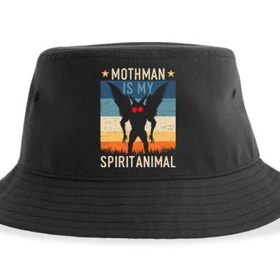 Mothman Is My Spirit Animal! Retro Mothman Quote Cryptid Sustainable Bucket Hat