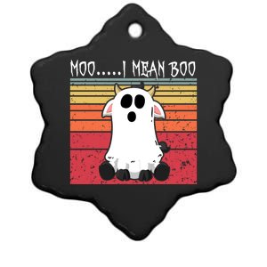 Moo I Mean Boo Ghost Cow Halloween Farmer Funny Gift Ceramic Star Ornament