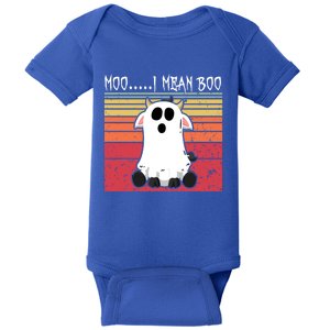 Moo I Mean Boo Ghost Cow Halloween Farmer Funny Gift Baby Bodysuit