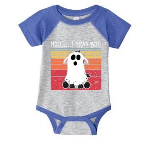 Moo I Mean Boo Ghost Cow Halloween Farmer Funny Gift Infant Baby Jersey Bodysuit