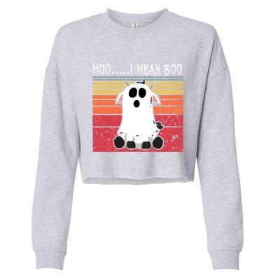 Moo I Mean Boo Ghost Cow Halloween Farmer Funny Gift Cropped Pullover Crew