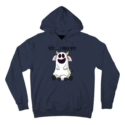 Moo I Mean Boo Ghost Cow Halloween Farmer Gift Hoodie