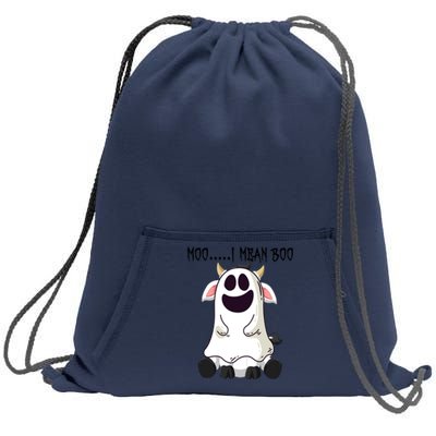 Moo I Mean Boo Ghost Cow Halloween Farmer Gift Sweatshirt Cinch Pack Bag