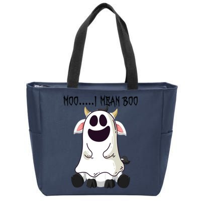 Moo I Mean Boo Ghost Cow Halloween Farmer Gift Zip Tote Bag