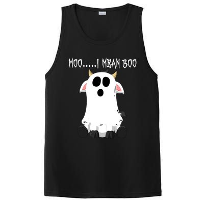 Moo I Mean Boo Ghost Cow Halloween Farmer Funny Gift PosiCharge Competitor Tank