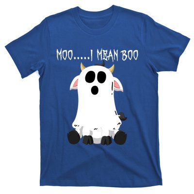 Moo I Mean Boo Ghost Cow Halloween Farmer Funny Gift T-Shirt