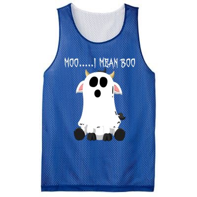 Moo I Mean Boo Ghost Cow Halloween Farmer Funny Gift Mesh Reversible Basketball Jersey Tank