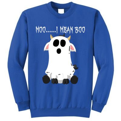 Moo I Mean Boo Ghost Cow Halloween Farmer Funny Gift Tall Sweatshirt