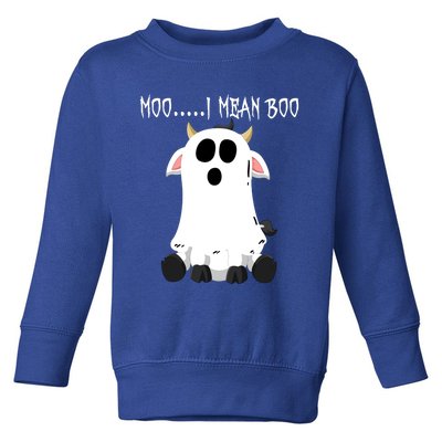 Moo I Mean Boo Ghost Cow Halloween Farmer Funny Gift Toddler Sweatshirt