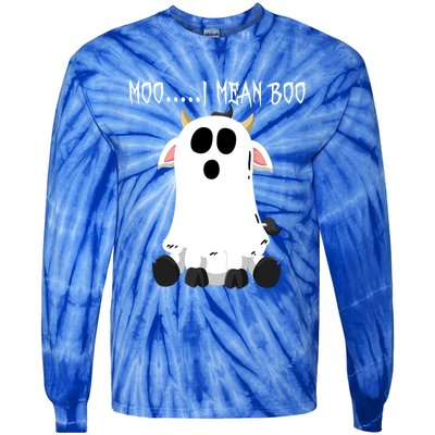 Moo I Mean Boo Ghost Cow Halloween Farmer Funny Gift Tie-Dye Long Sleeve Shirt