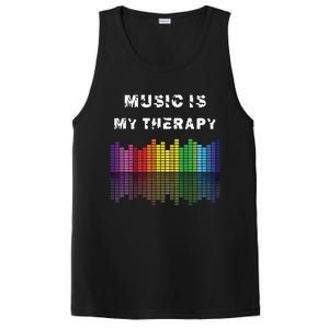 Music Is My Therapy Equalizer DJ Musical Quotes Gift PosiCharge Competitor Tank