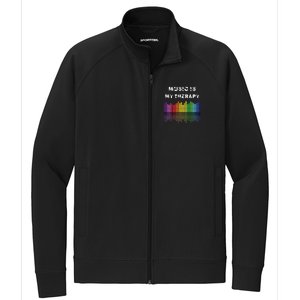 Music Is My Therapy Equalizer DJ Musical Quotes Gift Stretch Full-Zip Cadet Jacket