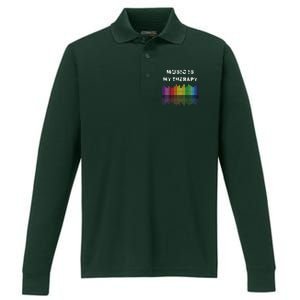 Music Is My Therapy Equalizer DJ Musical Quotes Gift Performance Long Sleeve Polo