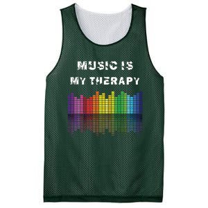 Music Is My Therapy Equalizer DJ Musical Quotes Gift Mesh Reversible Basketball Jersey Tank