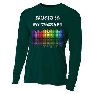 Music Is My Therapy Equalizer DJ Musical Quotes Gift Cooling Performance Long Sleeve Crew