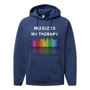 Music Is My Therapy Equalizer DJ Musical Quotes Gift Performance Fleece Hoodie