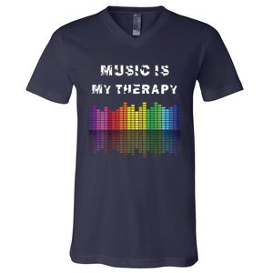 Music Is My Therapy Equalizer DJ Musical Quotes Gift V-Neck T-Shirt