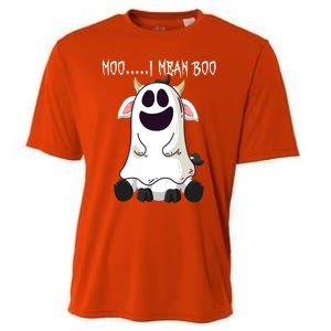 Moo I Mean Boo Ghost Cow Halloween Farmer Funny Gift Cooling Performance Crew T-Shirt