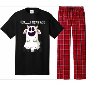 Moo I Mean Boo Ghost Cow Halloween Farmer Funny Gift Pajama Set