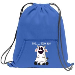 Moo I Mean Boo Ghost Cow Halloween Farmer Funny Gift Sweatshirt Cinch Pack Bag