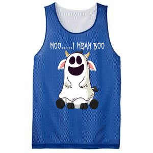 Moo I Mean Boo Ghost Cow Halloween Farmer Funny Gift Mesh Reversible Basketball Jersey Tank