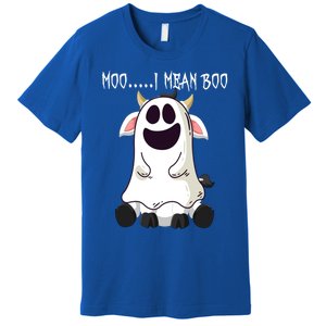 Moo I Mean Boo Ghost Cow Halloween Farmer Funny Gift Premium T-Shirt