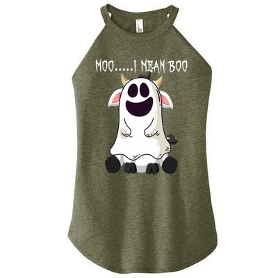 Moo I Mean Boo Ghost Cow Halloween Farmer Funny Gift Women’s Perfect Tri Rocker Tank