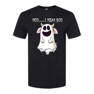 Moo I Mean Boo Ghost Cow Halloween Farmer Funny Gift Softstyle CVC T-Shirt