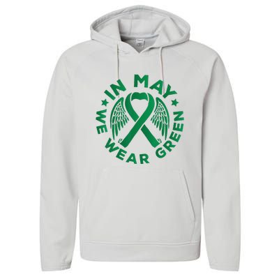 May is Mental Health Awareness Month In May We Wear Green Performance Fleece Hoodie