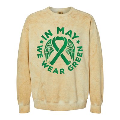 May is Mental Health Awareness Month In May We Wear Green Colorblast Crewneck Sweatshirt