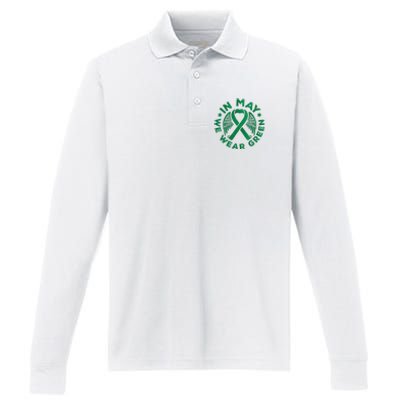 May is Mental Health Awareness Month In May We Wear Green Performance Long Sleeve Polo