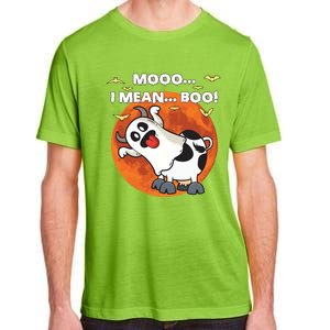 Moo I Mean Boo Ghost Cow Halloween Moon Gift Adult ChromaSoft Performance T-Shirt