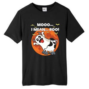 Moo I Mean Boo Ghost Cow Halloween Moon Gift Tall Fusion ChromaSoft Performance T-Shirt