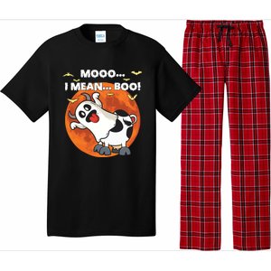 Moo I Mean Boo Ghost Cow Halloween Moon Gift Pajama Set