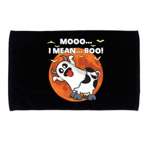 Moo I Mean Boo Ghost Cow Halloween Moon Gift Microfiber Hand Towel