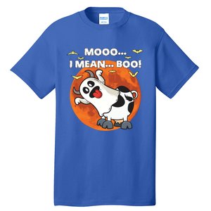 Moo I Mean Boo Ghost Cow Halloween Moon Gift Tall T-Shirt