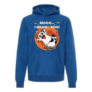 Moo I Mean Boo Ghost Cow Halloween Moon Gift Premium Hoodie