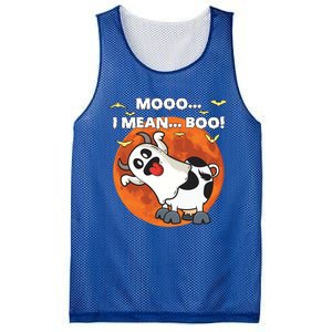 Moo I Mean Boo Ghost Cow Halloween Moon Gift Mesh Reversible Basketball Jersey Tank