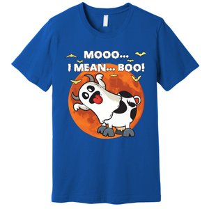 Moo I Mean Boo Ghost Cow Halloween Moon Gift Premium T-Shirt