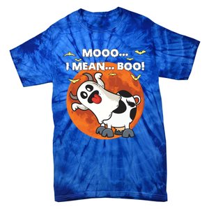 Moo I Mean Boo Ghost Cow Halloween Moon Gift Tie-Dye T-Shirt