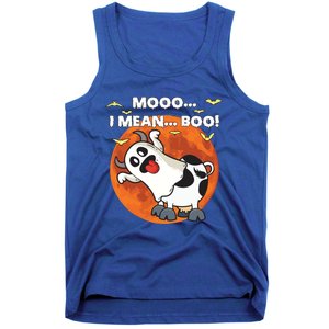 Moo I Mean Boo Ghost Cow Halloween Moon Gift Tank Top