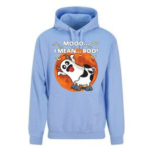 Moo I Mean Boo Ghost Cow Halloween Moon Gift Unisex Surf Hoodie