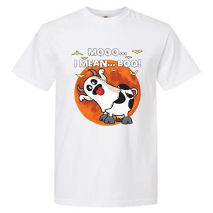 Moo I Mean Boo Ghost Cow Halloween Moon Gift Garment-Dyed Heavyweight T-Shirt