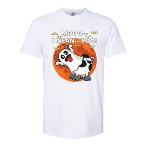 Moo I Mean Boo Ghost Cow Halloween Moon Gift Softstyle CVC T-Shirt