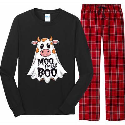 Moo I Mean Boo Cow Halloween Animal Fun Costume Party Great Gift Long Sleeve Pajama Set