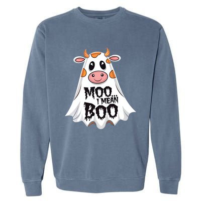 Moo I Mean Boo Cow Halloween Animal Fun Costume Party Great Gift Garment-Dyed Sweatshirt