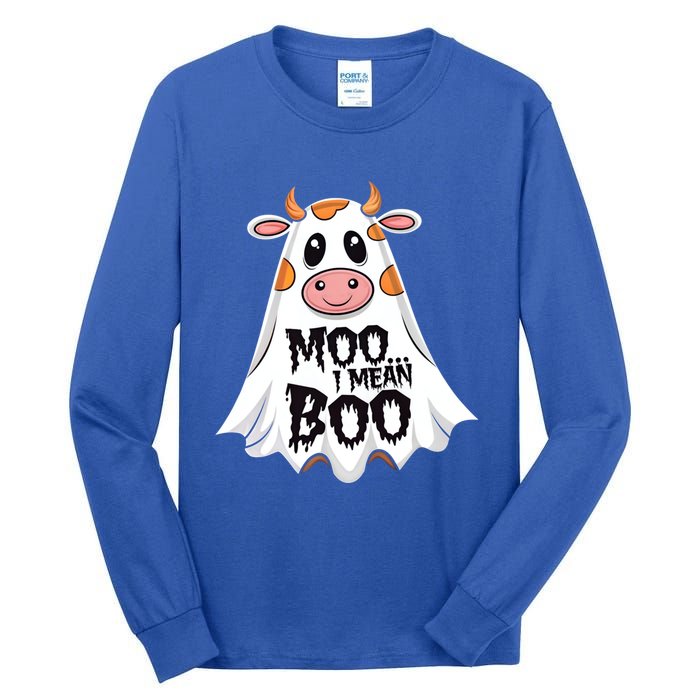 Moo I Mean Boo Cow Halloween Animal Fun Costume Party Great Gift Tall Long Sleeve T-Shirt