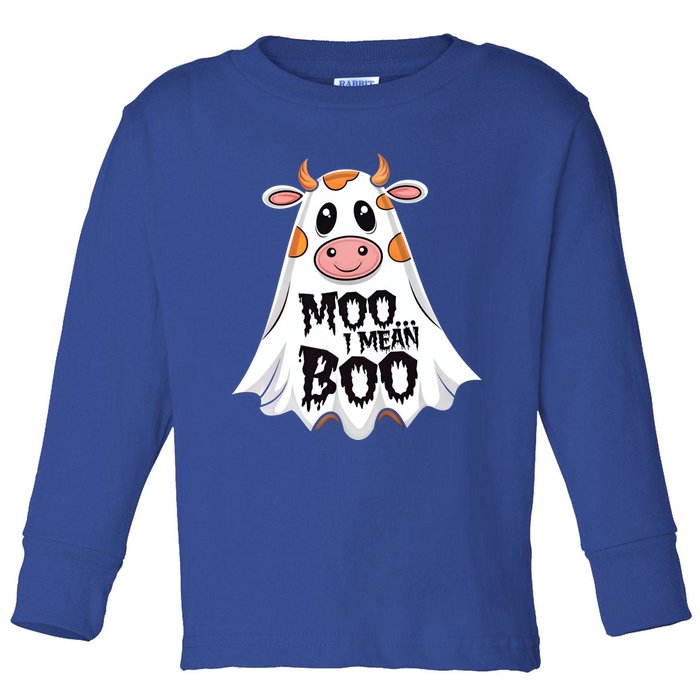 Moo I Mean Boo Cow Halloween Animal Fun Costume Party Great Gift Toddler Long Sleeve Shirt