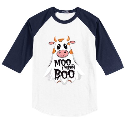 Moo I Mean Boo Cow Halloween Animal Fun Costume Party Great Gift Baseball Sleeve Shirt